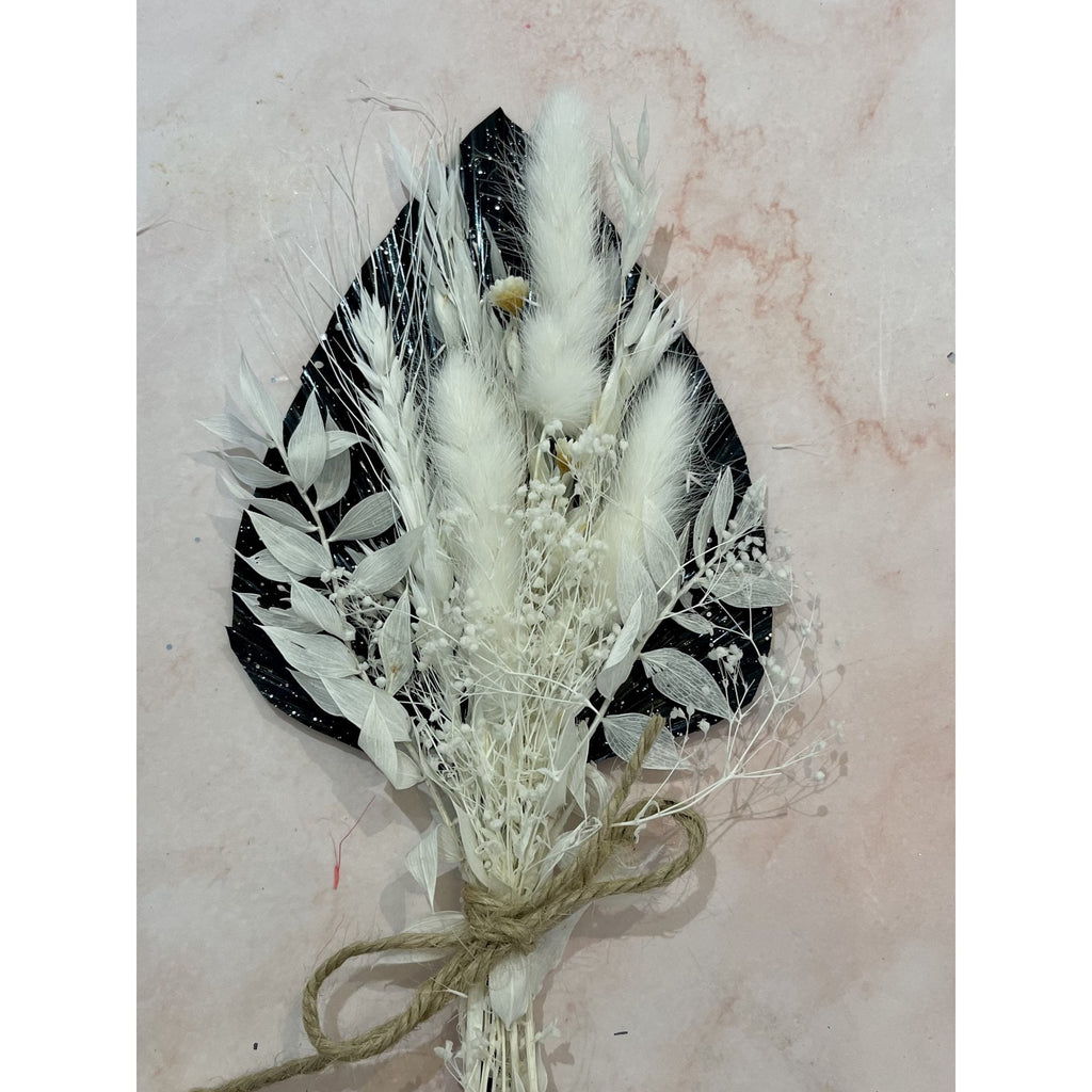 Black & White Dried Flower Cake Bouquet