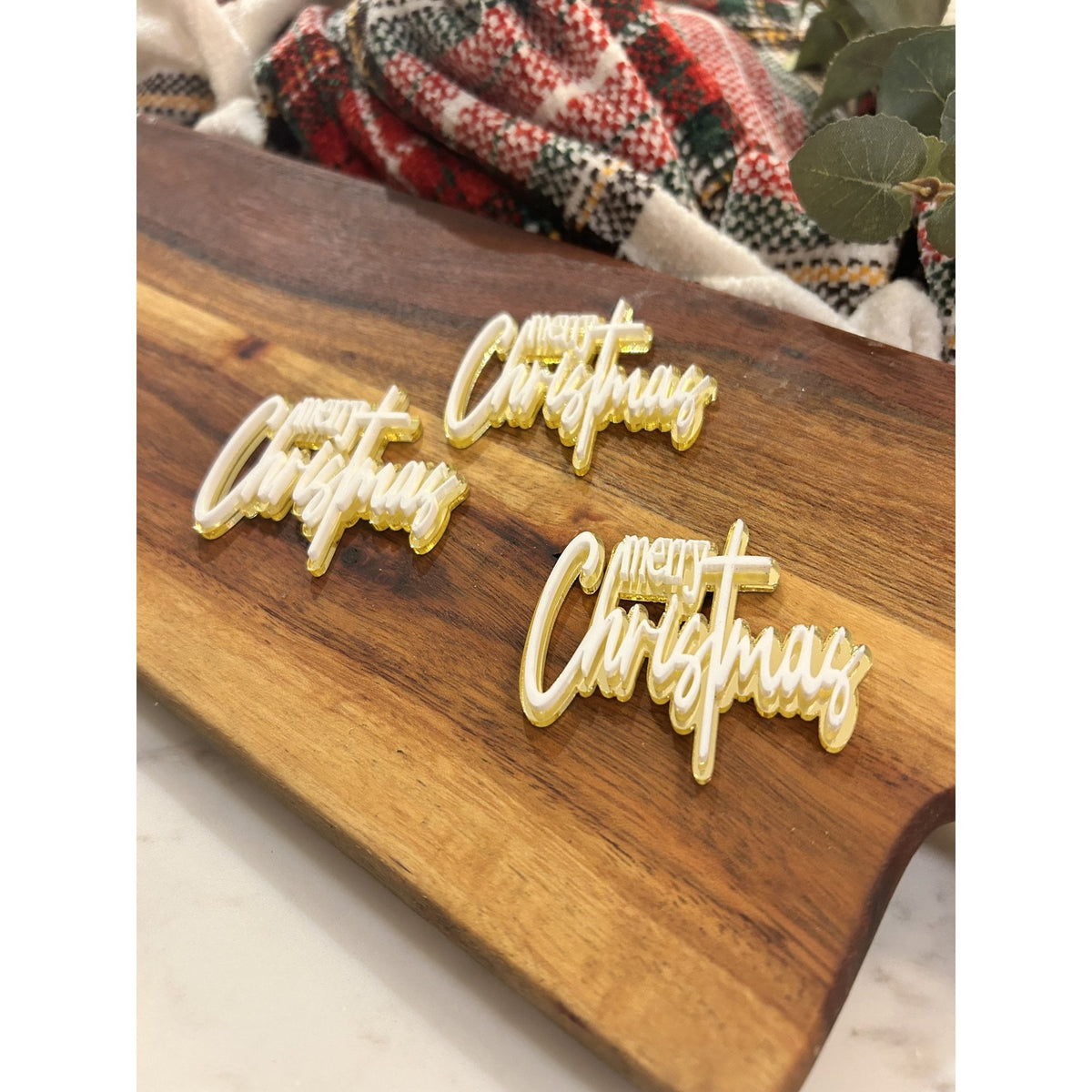 Double Layer Merry Christmas Topper - 6x5cm