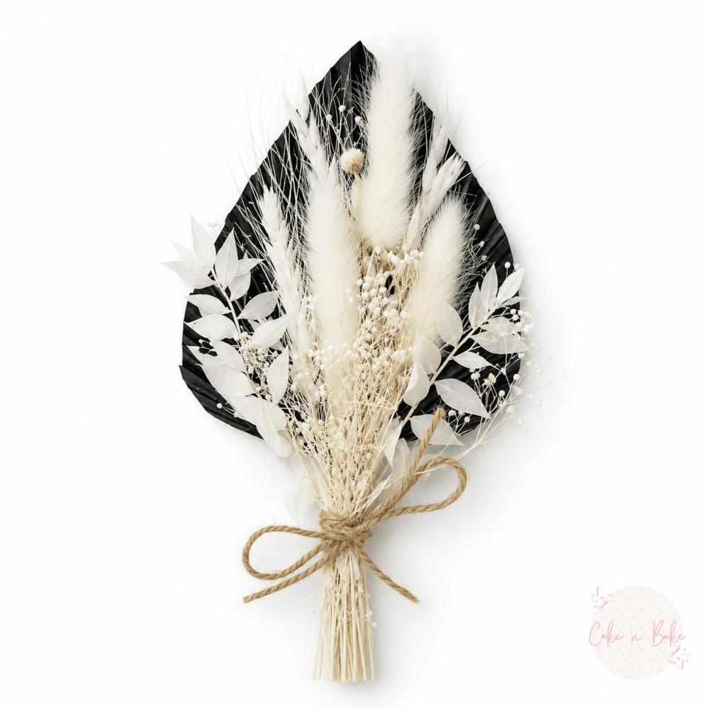 Black & White Dried Flower Cake Bouquet