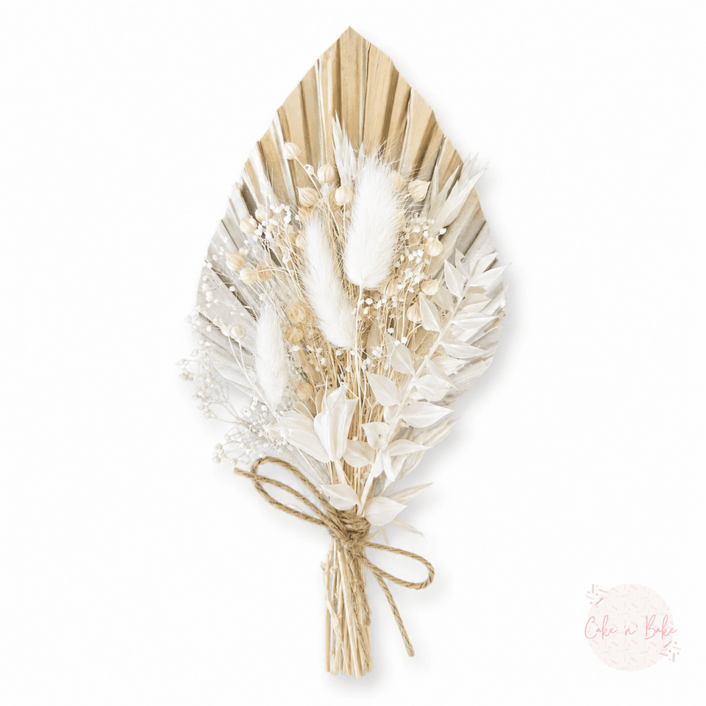 Gold & White Dried Flower Cake Bouquet