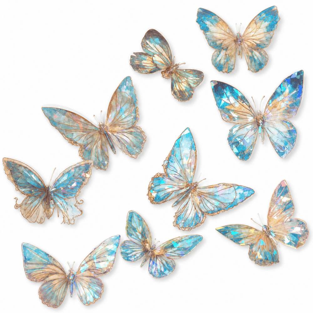 Stain Glass Effect Butterfly Toppers - Blue