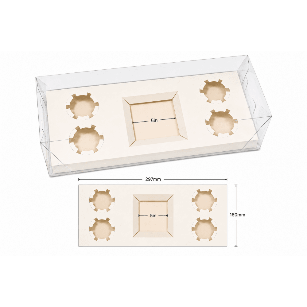 Bento & Cupcake Box - 5 Hole - Transparent lid.