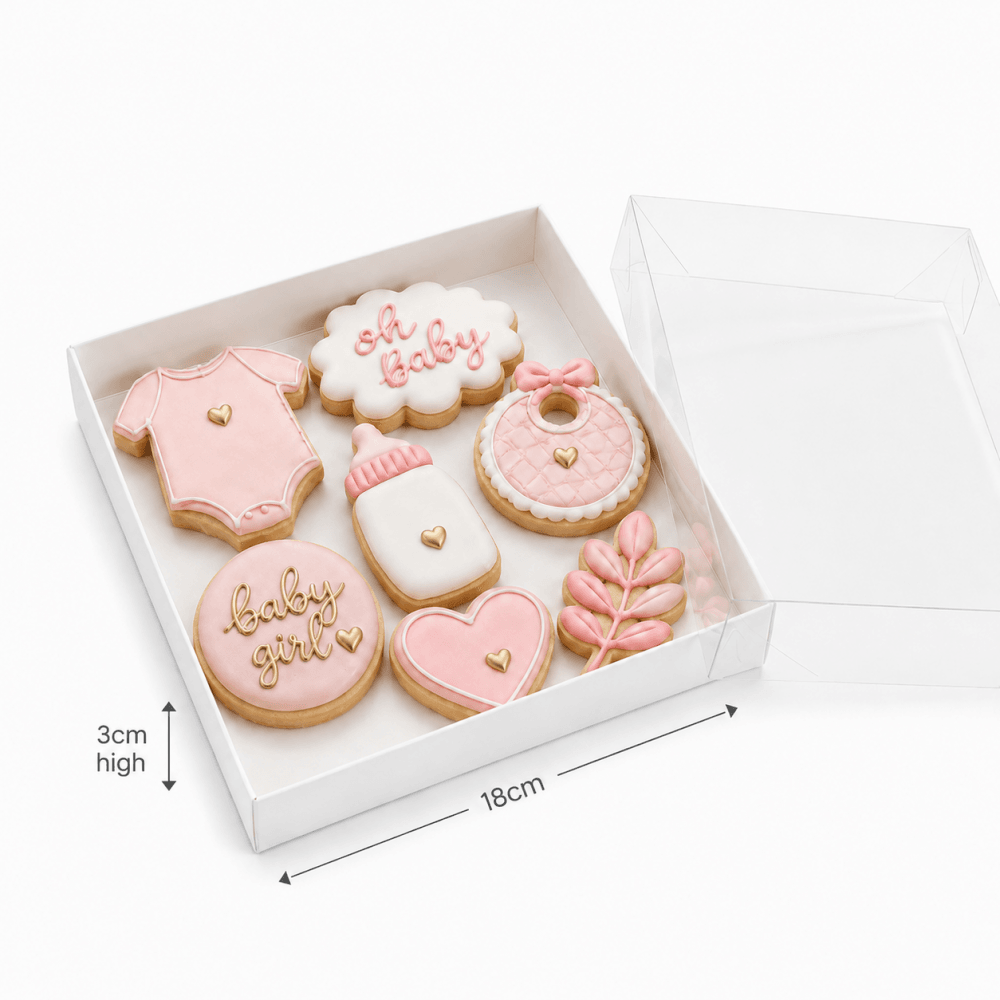 18X18cm Square Cookie box - Clear Lid